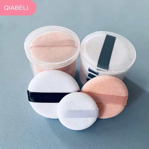 Houpettes À Poudre Rondes Velours De Cristal Doux Poignée Ruban Pour Poudre Libre Fixatrice Outils Cosmétiques Élégants