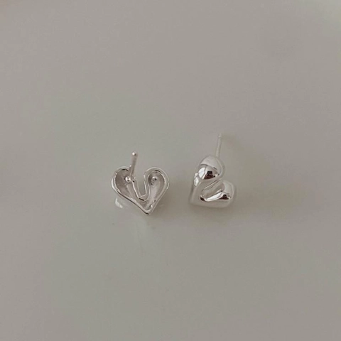 Orecchini A Lobo Cuore Argento Sterling 925 Design Fluido Minimalista Finitura Lucida Gioielli Romantici Per Donna