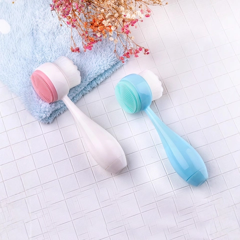 Spazzola Per La Pulizia Del Viso A Doppia Faccia Setole In Fibra Morbida Silicone Spazzola Lavaggio Manuale Per Pori