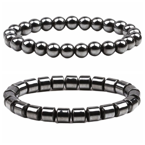 Men Beaded Bracelet Magnetic Hematite Natural Stone Elastic Minimalism Spiritual Jewelry Therapy Health Accessory Gift Simple Style