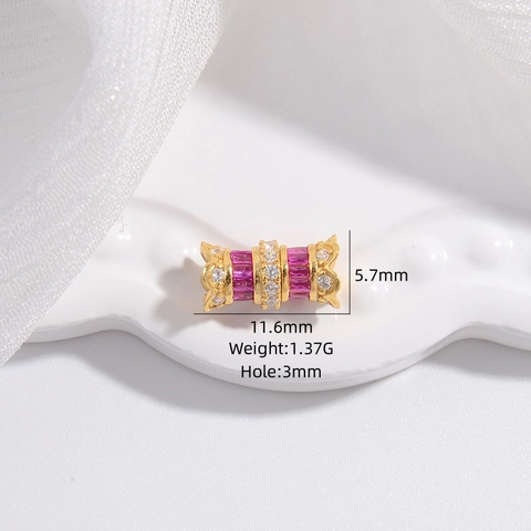 925 Sterling Silver Colorful Zirconia Barrel Beads Magnetic Clasp For DIY Bracelet Necklace Making Jewelry Findings
