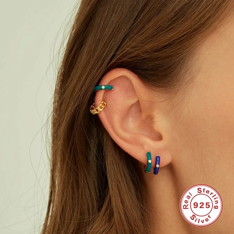 Colorful Enamel Round Hoop Earrings With 925 Sterling Silver And Sparkling Zircon Fashion Jewelry For Women