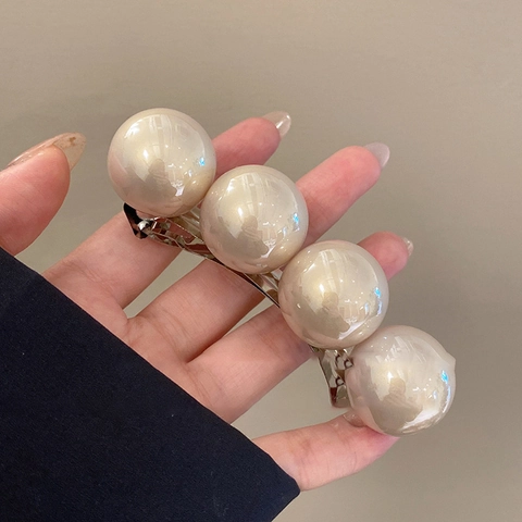 Barrette À Cheveux Élégante À Grandes Künstliche Perles En Alliage Métallique Style Coréen Accessoires Coiffure Minimalistes Femmes