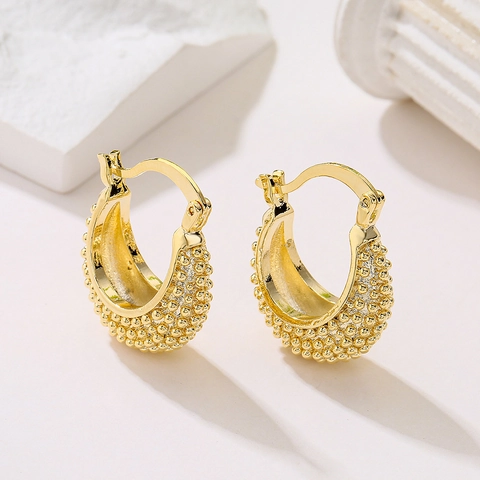 Orecchini Geometrici In Rame Placcato Oro Trama Irregolare Con Perno In Argento Sterling 925 Gioielli Minimalisti Design INS