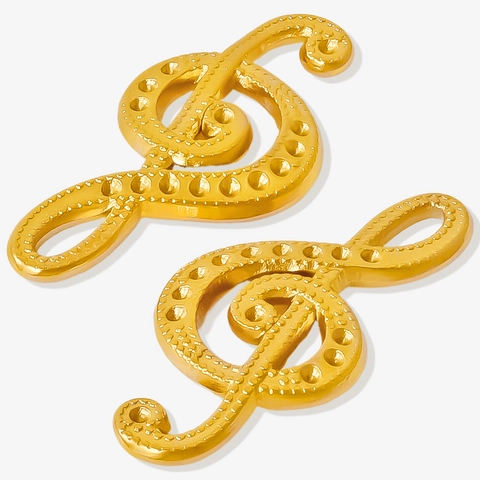 Pendentif Clé De Sol Note De Musique Acier Inoxydable 304 Plqué Or 18K Texturé Élégant Bijoux Musique Pour Femmes Hommes