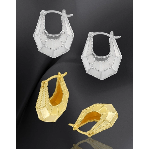 925 Sterling Silber Geometrische Creolen Facettierte Unregelmäßige Perlen U Form Minimalistischer Modeschmuck Für Damen