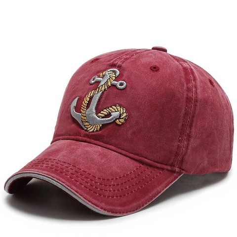Vintage Washed Cotton Baseball Cap Nautical Anchor Embroidery Adjustable Distressed Sun Hat For Outdoor Travel