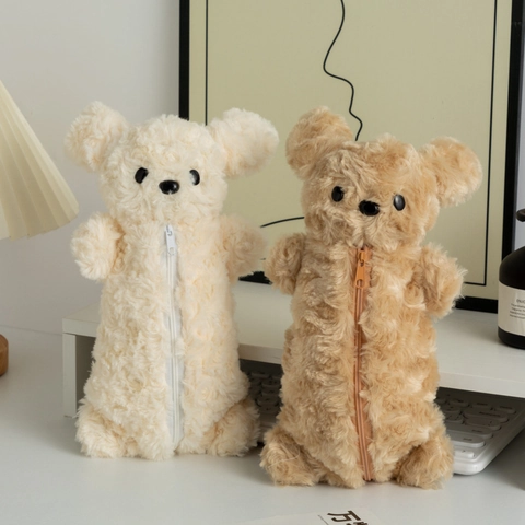 Astuccio In Peluche A Forma Di Cane Cartone Animato Grande Capacità Borsa Per Cancelleria Per Ragazze Studenti Kawaii