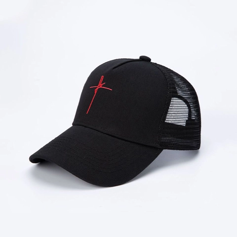Cappello Trucker Con Croce Ricamata Baseball In Rete Regolabile Traspirante Protezione Solare Streetwear Per Uomo Donna