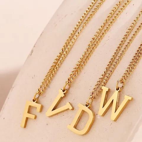 Mode Roestvrij Staal 18K Verguld Engels Alfabet Letter Hanger Halsketting Vrouwen Mannen Schakelketting Sieraden Cadeau