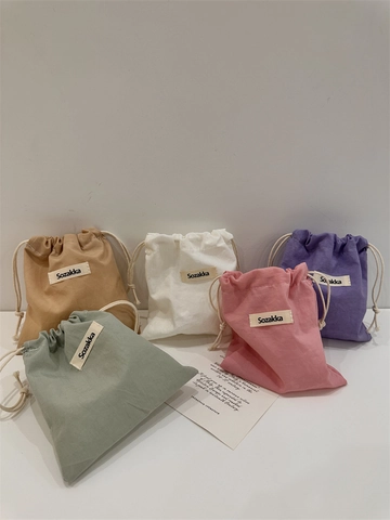 Oxford Cloth Drawstring Storage Pouch Small Portable Makeup Bag For Toiletries Sundries Minimalist Solid Color Organizer