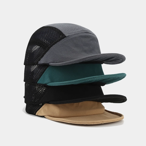 Cappello Camp Mesh Traspirante Poliestere Cotone Tesa Corta Regolabile Sole Sport All Aperto