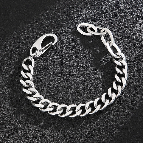 Pulsera De Cadena Cubana De Acero Inoxidable Para Hombre Con Cierre De Mosquetón Grande Joyería Hip Hop Minimalista