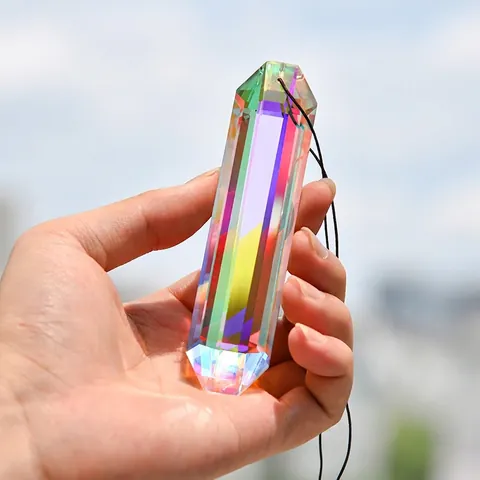 Crystal Suncatcher Prism Pendant With AB Coating Rainbow Maker Hanging Ornament For Window Home Decor Hexagonal Prism
