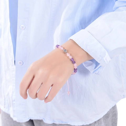 Bracelet De Projection Perles En Pierre Naturelle Multilingue I Love You Corde Tressée Ajustable Bijoux Romantiques Pour Couples