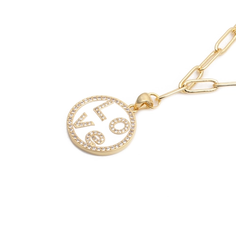 Rundes Love Anhänger Halskette Kupfer Mikropave Zirkon Weißer Emaille Vergoldet Büroklammer Kette Hip Hop Schmuck Für Frauen