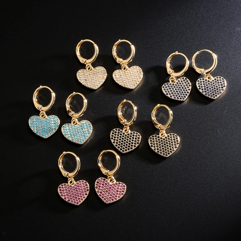 Herz-Ohrhänger Aus Kupfer Mit 18 Karat Vergoldung Und Mikropavé-Zirkonia Mode Minimalistisch Für Frauen