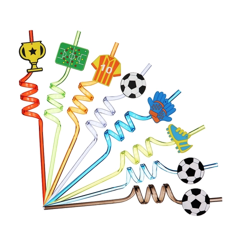Cannucce Per Bere A Tema Calcio Calcio Plastica Colorata Cannucce A Spirale Per Regali Di Feste Di Compleanno Per Bambini Decorazioni Per Eventi Sportivi