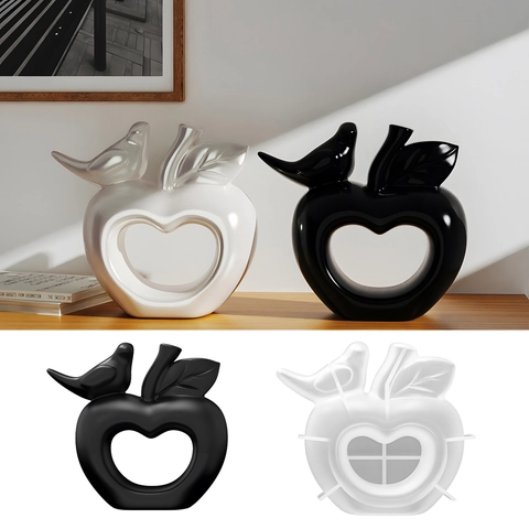 Molde De Silicona Para Adorno De Pájaro Manzana Hueca Forma De Corazón DIY Resina Para Decoración De Escritorio Pastel