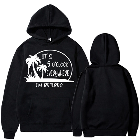 Herren Hoodie Pullover Langarm Polyester Fleece Gefüttert Retired Slogan Palm Tree Casual Kängurutasche Sweatshirt