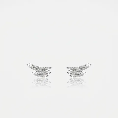 Orecchini Crawler In Argento Sterling 925 Con Zircone Ala Arco Multi Fila Per Donna Gioielli Moda