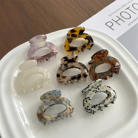 Kleine Acetaat Haarklem Vintage Marmeren Patroon Haarspeld Voor Dames Elegant Haar Accessoire