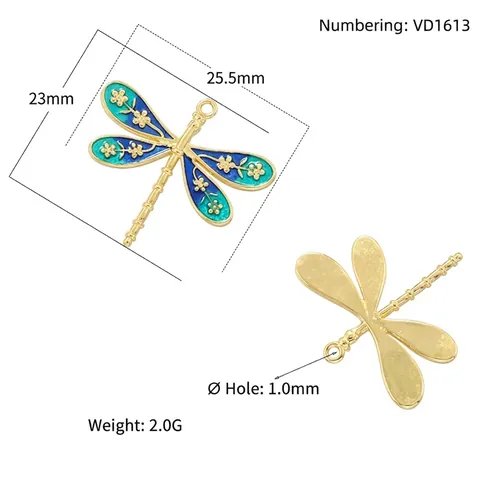 Dragonfly Charms Pendants Copper Enamel Colorful Drip Oil Painting Style DIY Jewelry Making Accessories For Necklaces