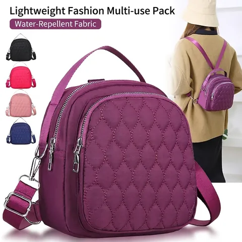 Bolso Bandolera Multiusos De Nailon Acolchado Ligero Impermeable Mochila Pequeña De Mano Para Mujer Viaje