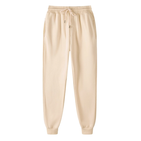 Pantalones Jogger Hombre Mezcla Algodón Forro Polar Cintura Elástica Cordón Pantalón Chándal Bolsillos Deporte Liso
