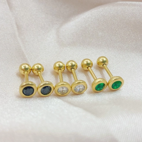 Pendientes De Acero Inoxidable Circonita Mancuerna Cierre De Rosca Cartílago Piercing Moda Joyería Unisex
