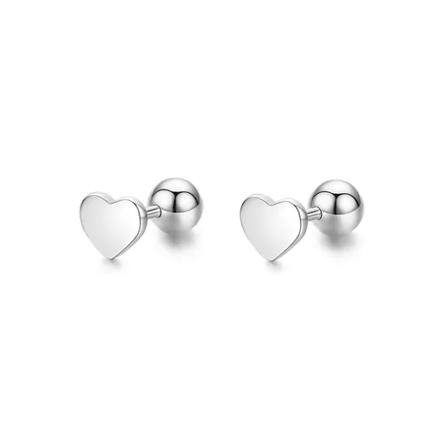 Orecchini Lobo Cuore Argento Sterling 925 Minimalisti Lucidi Chiusura A Vite Sicura Gioielli Romantici Per Donne Ragazze