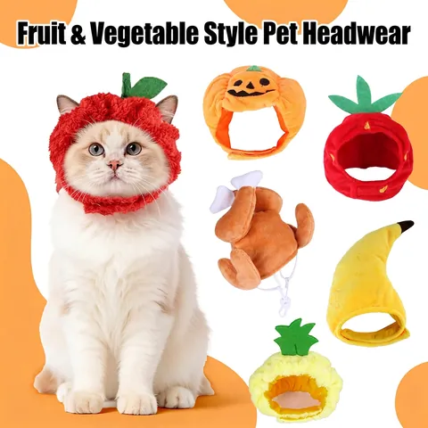 Cappello Carino Per Animali Domestici Forma Frutta Verdura Cibo Copricapo In Peluche Per Gatti Cani Accessorio Costume