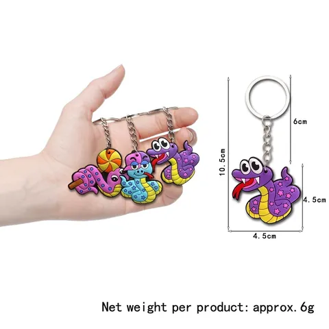 Portachiavi Serpente Cartone Animato Ciondolo Animale In Gomma PVC Ornamento Zaino Regalo Bambini Carino