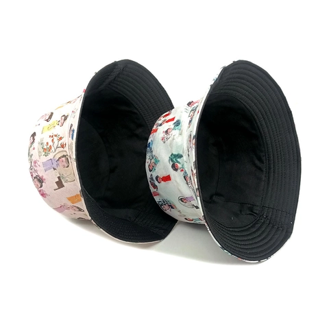 Chapeau Bob Polyester Impression Numérique Motif Personnage Chinois Ancien Vintage Protection Solaire Extérieur Homme Femme