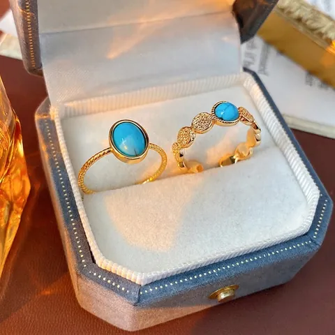 Bague Ouverte Réglable Vintage En Oeil De Tigre Rétro Bohème Cuivre Plaqué Or Bijoux De Pierres Précieuses Pour Femmes