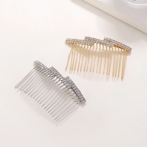 Elegant Rhinestone Bridal Hair Comb Alloy Zirconia Geometric Hair Insert For Wedding Banquet Party Women Hair Jewelry