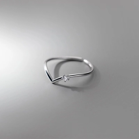 Minimalist V Shaped Ring S925 Sterling Silver Zircon Inlaid Adjustable Open Finger Rings Fashion Jewelry Gifts For Women