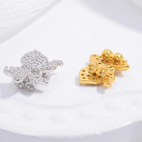 925 Sterling Silver Bow Beads Cubic Zirconia Micro Pave Bowknot Jewelry Making Spacer For DIY Bracelet Necklace Craft