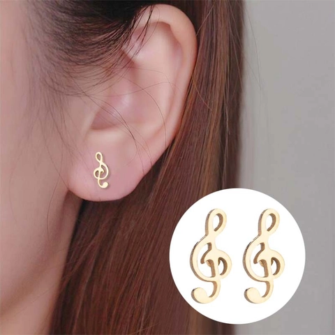 Treble Clef Musiknote Ohrstecker Edelstahl Minimalistisch Poliert Musik Symbol Schmuck Für Frauen Mädchen
