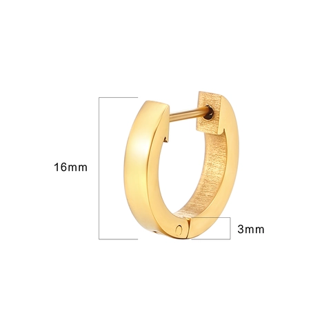 Edelstahl Huggie Hoop Ohrringe 18K Vergoldet Geometrisch U-Förmig Rund Mode Schmuck Für Damen Herren