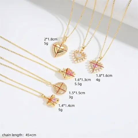 Elegant Copper Zirconia Heart Pendant Necklace For Women Gold Plated Artificial Pearl Tree Of Life Jewelry Sweet Necklace