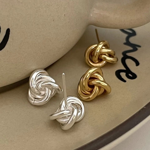 925 Sterling Silver Knot Stud Earrings Minimalist Tiny Twist Design Fashion Jewelry Accessories For Women