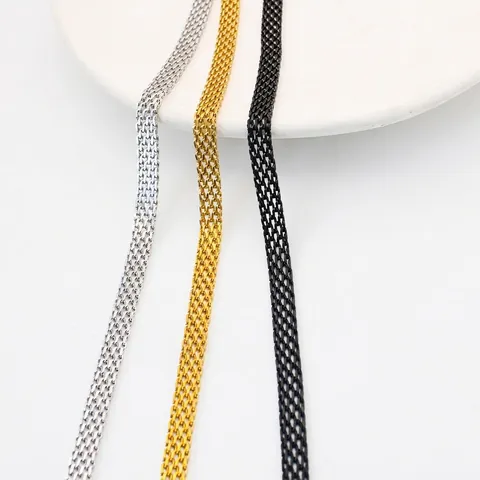 Collana Bracciale A Catena In Maglia Intrecciata Acciaio Inossidabile Placcato Oro 18K Retrò Francese Per Donna Gioielli Minimalisti