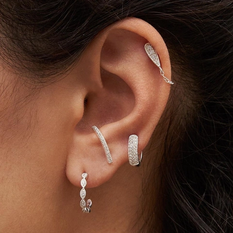 Minimalistische Geometrische Oorringen Knopjes Zirkoon Sieraden Voor Dames Verguld Koper Met 925 Sterling Zilveren Oorstokjes