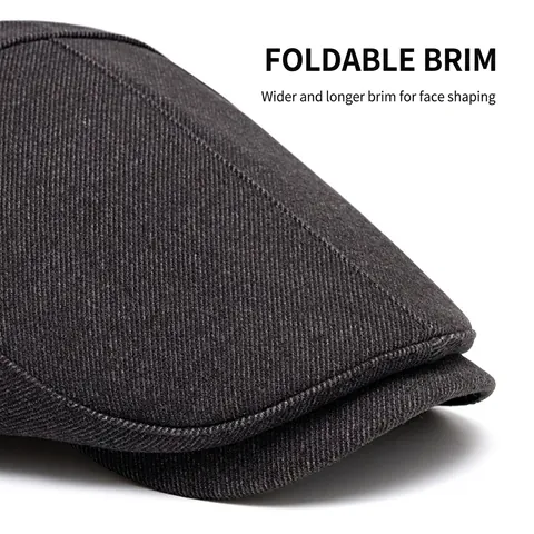 Gorra Newsboy Vintage Mezcla Algodón Poliéster Forro Polar Espeso Ajustable Ivy Flat Cap Estilo Británico Cálido Color Sólido