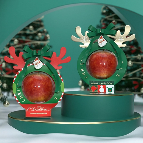 Confezione Regalo Per Mela Di Natale Cartone Portatile Custodia Con Nastro Decorazione Corna Per Regali Di Festa