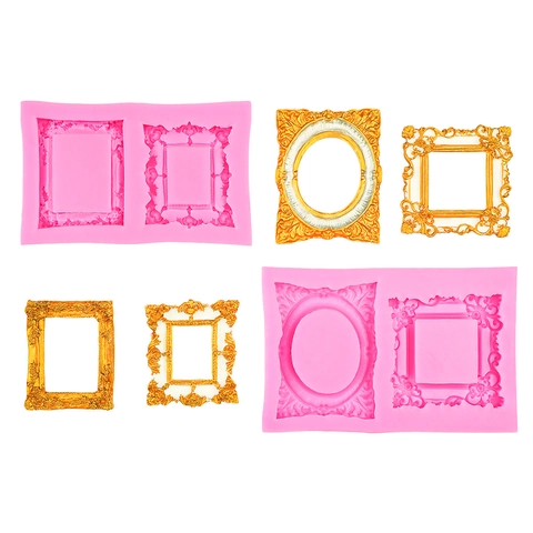 Baroque Photo Frame Silicone Mold European Vintage Embossed Fondant Cake Decorating Tools DIY Resin Clay Crafting