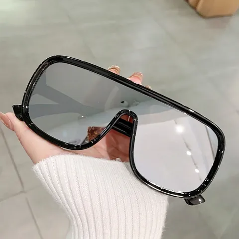 Übergroße Sonnenbrille Integriertes Glas PC Rahmen UV400 Schutz Mode Pilot Stil Trendy Outdoor Streetwear Unisex