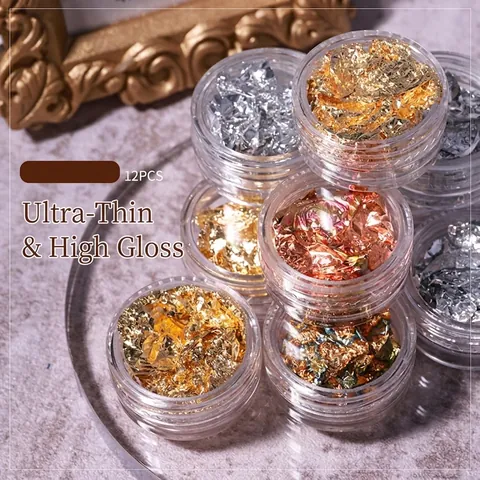 Nail Art Foil Flakes Aluminum Metallic Ultra Thin High Shine Mixed Colors DIY Decoration Manicure Sparkle Accessories