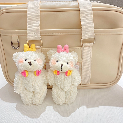 Portachiavi Orsetto Di Peluche Snodabile Pelliccia Sintetica Arti Mobili Simpatico Orsetto Ornamento Borsa Portachiavi Regalo